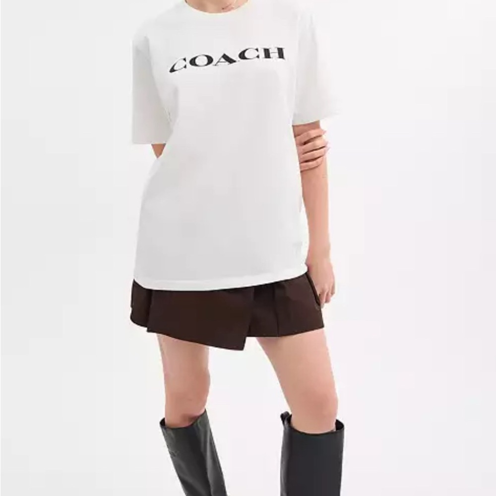 Coach White Tee with Black Logo M